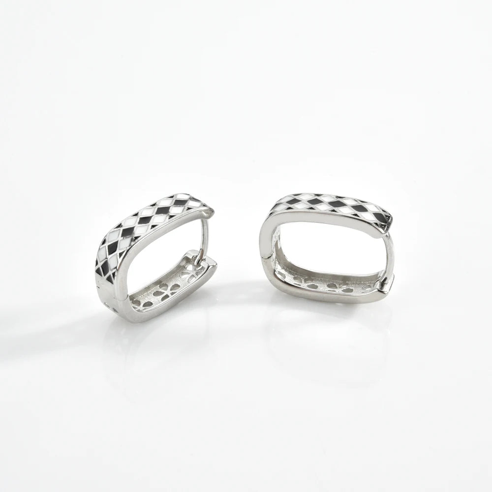 Black and White Plaid Earrings Vow Jewelry