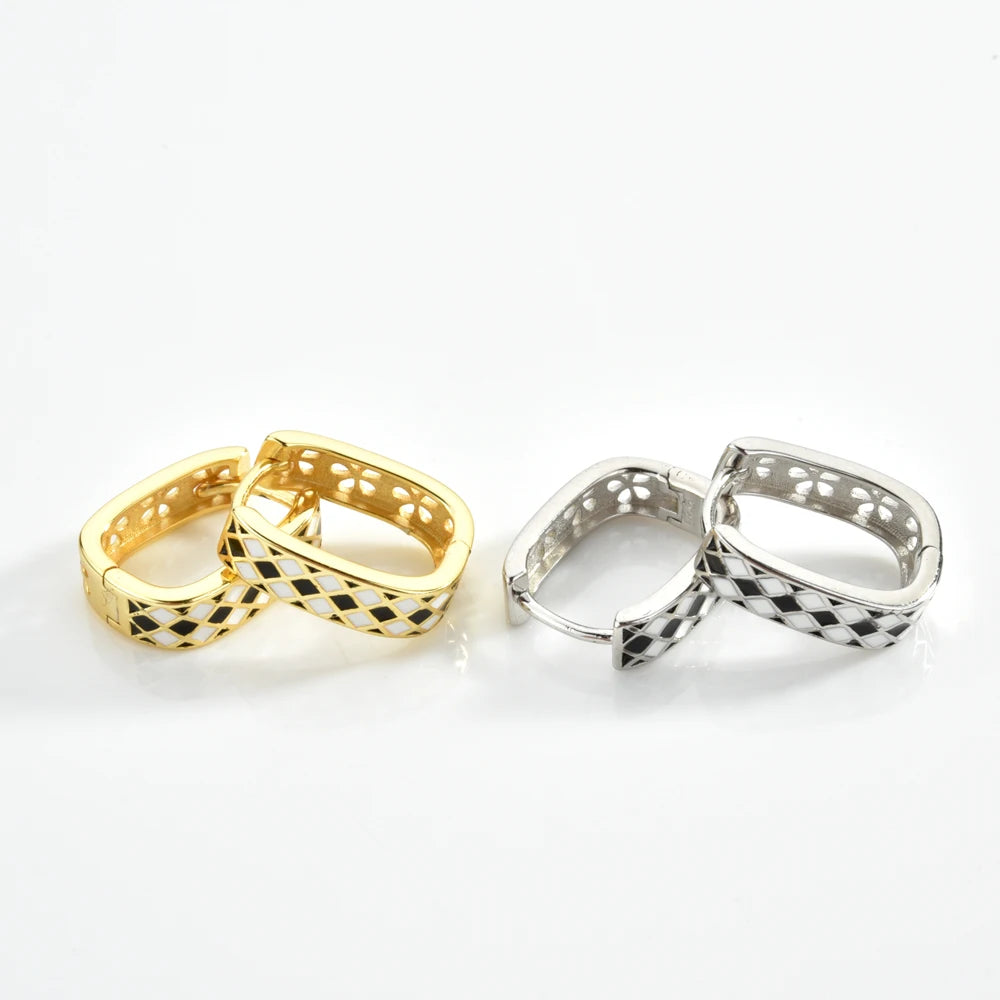 Black and White Plaid Earrings Vow Jewelry