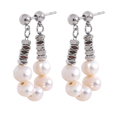 Classy Natural Pearl Hoop Earrings Vow Jewelry