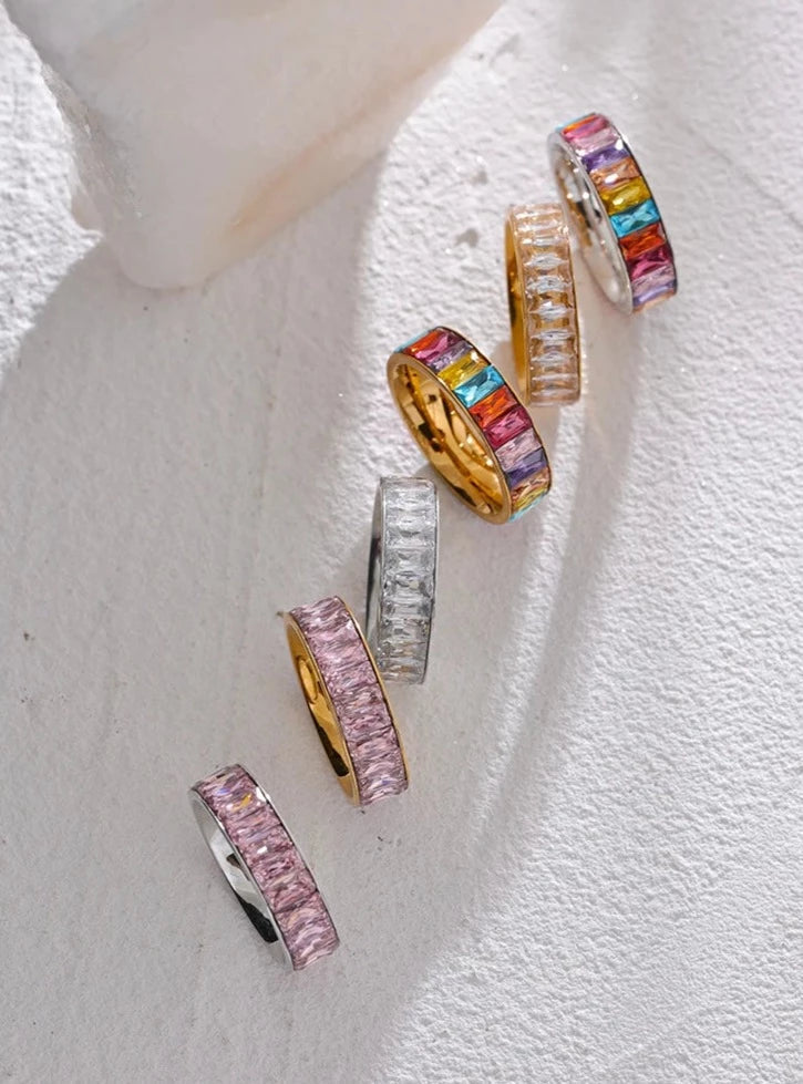 Colorful Emerald Cut Rings Vow Jewelry