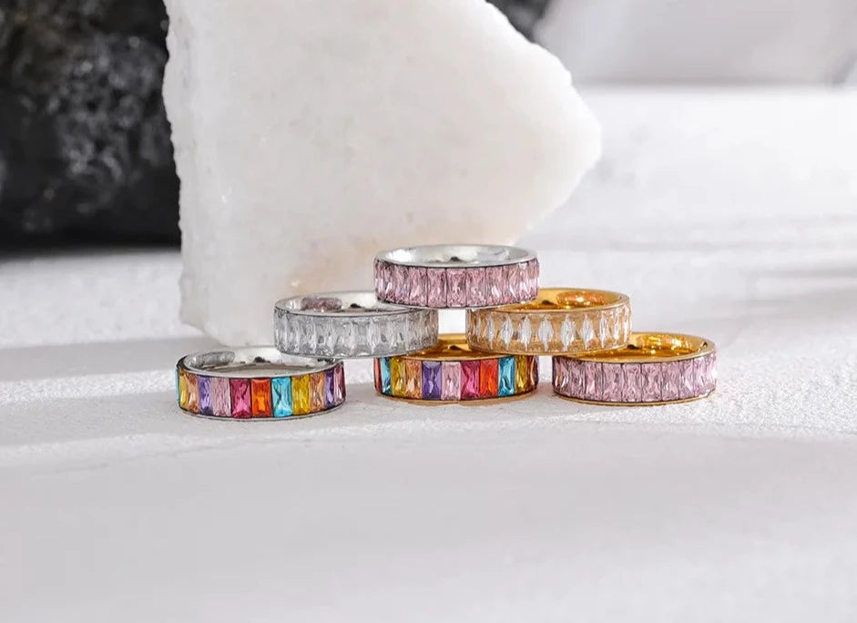 Colorful Emerald Cut Rings Vow Jewelry