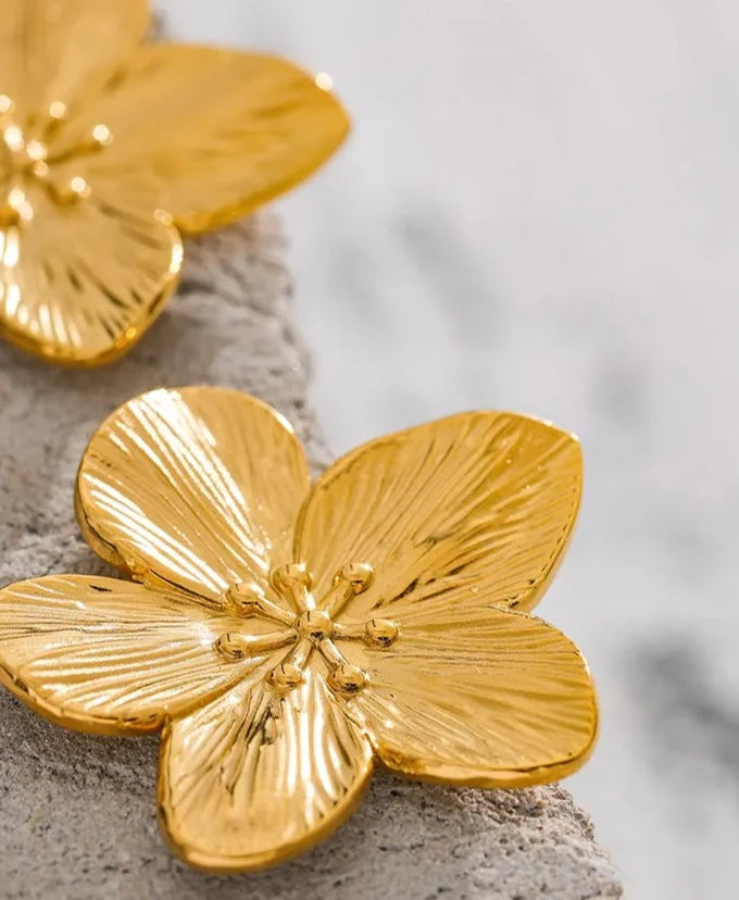 Detailed Gold Flower Earrings Vow Jewelry