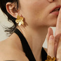 Detailed Gold Flower Earrings Vow Jewelry