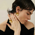 Detailed Gold Flower Earrings Vow Jewelry