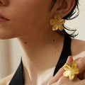 Detailed Gold Flower Earrings Vow Jewelry