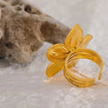 Detailed Gold Flower Ring Vow Jewelry