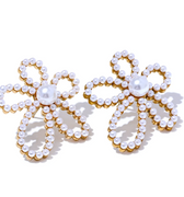 Elegant Pearl Flower Earrings Vow Jewelry