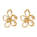 Gold Crystal Flower Earrings Vow Jewelry