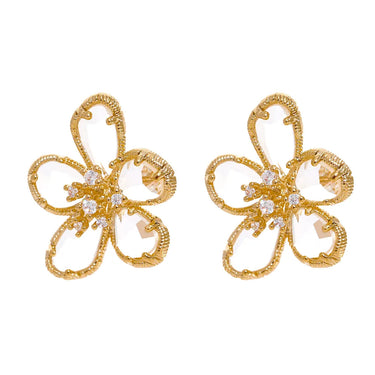 Gold Crystal Flower Earrings Vow Jewelry