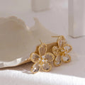 Gold Crystal Flower Earrings Vow Jewelry