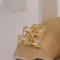 Gold Crystal Flower Earrings Vow Jewelry