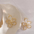 Gold Crystal Flower Earrings Vow Jewelry