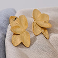 Gold Flower Leaf Earrings Vow Jewelry