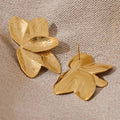 Gold Flower Leaf Earrings Vow Jewelry