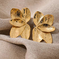 Gold Flower Leaf Earrings Vow Jewelry