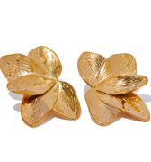 Gold Flower Leaf Earrings Vow Jewelry