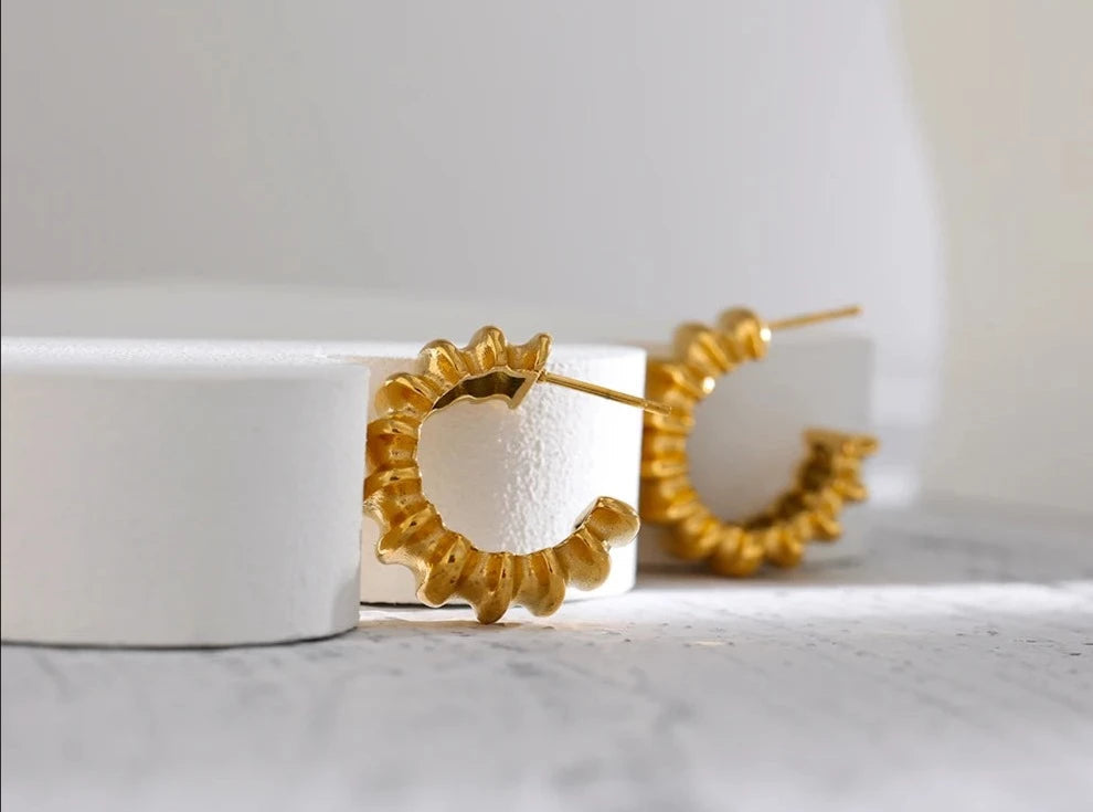 Gold Ripple Earrings Vow Jewelry