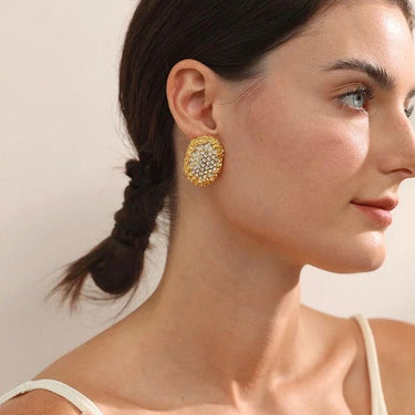 Gold Inlaid Statement Earrings