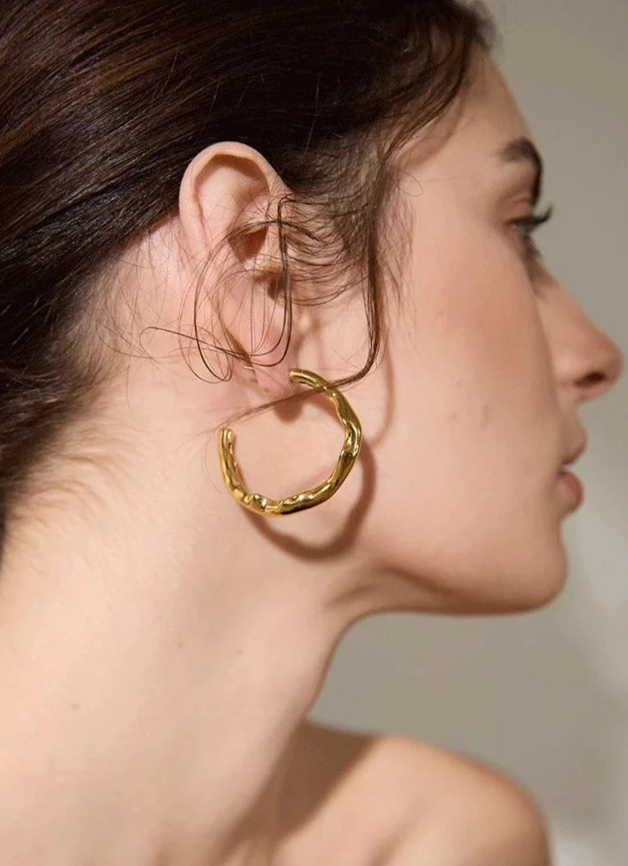 Irregular C Shape Hoop Earrings Vow Jewelry