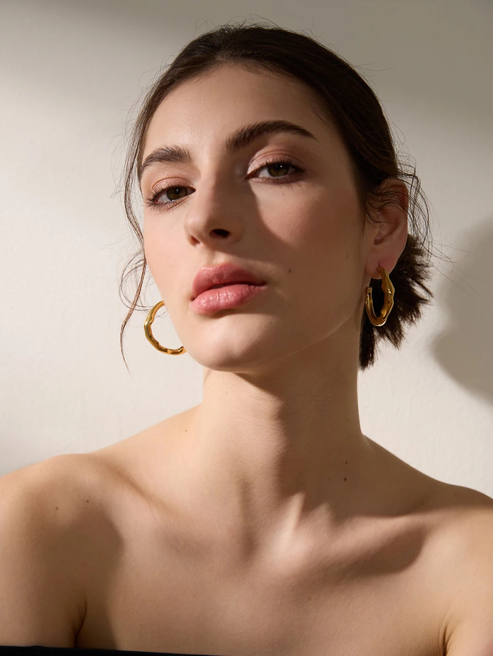 Irregular C Shape Hoop Earrings Vow Jewelry