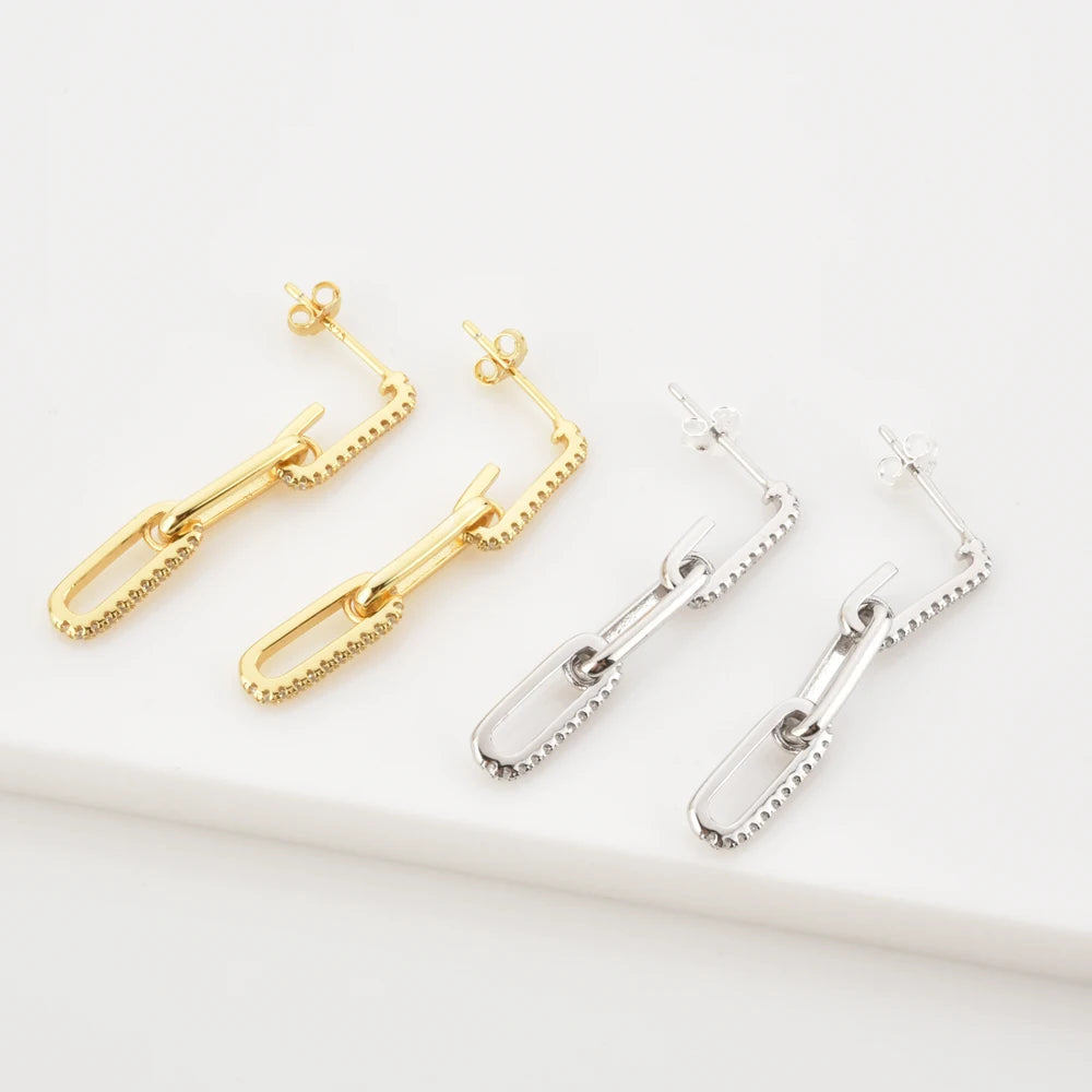 Long Paperclip Diamond Earrings Vow Jewelry