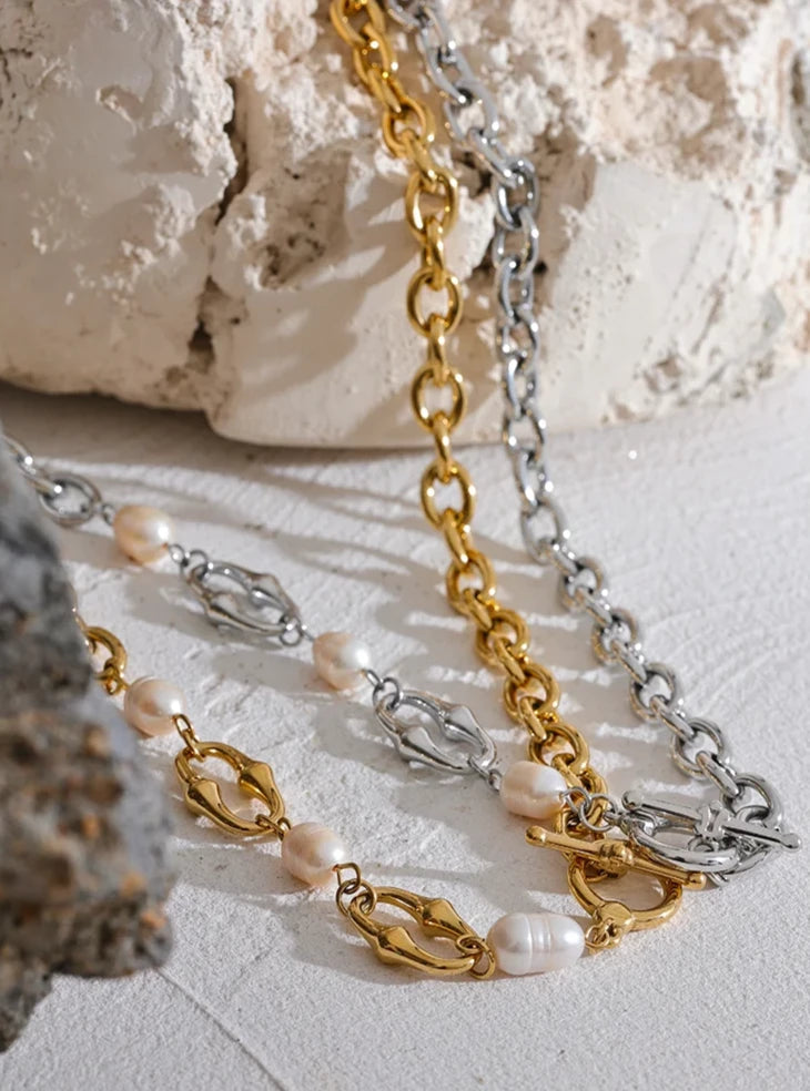 Pearl Chain Necklace & Bracelets Vow Jewelry