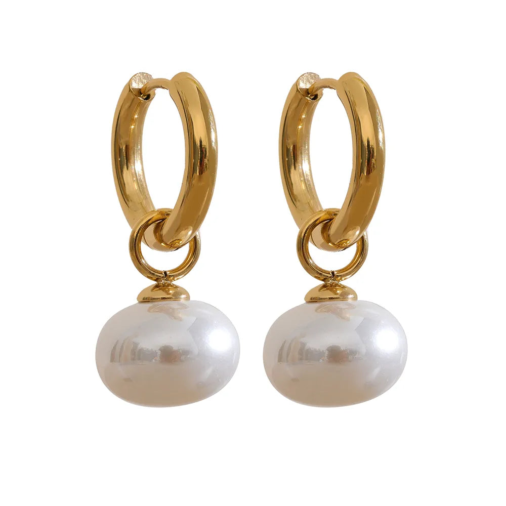 Pearl Drop Hoop Earrings Vow Jewelry