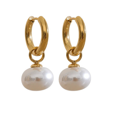 Pearl Drop Hoop Earrings Vow Jewelry