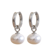 Pearl Drop Hoop Earrings Vow Jewelry