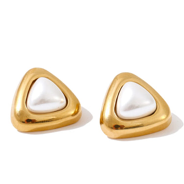 Pearl Triangle Earrings