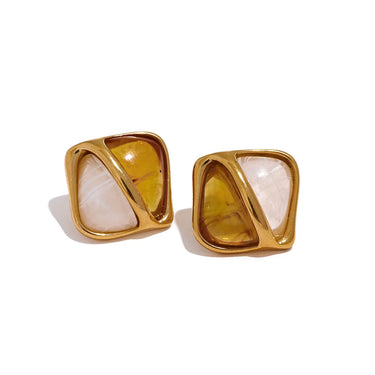 Caramel Resin Square Stud Earrings