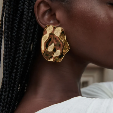 Gold Hammered Irregular Earrings