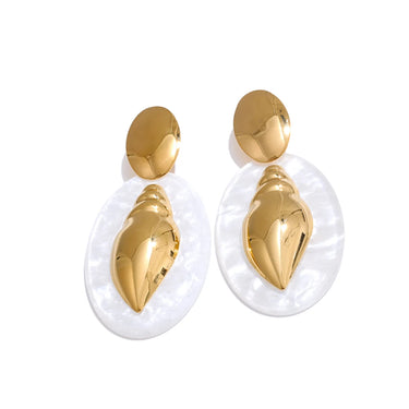 Golden Conch Drop Earrings