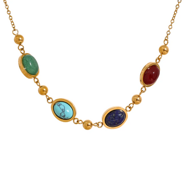 Colorful Four Stone Earrings & Necklace