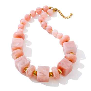Square & Round Beaded Necklace