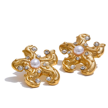 Starfish Pearl & Diamond Earrings