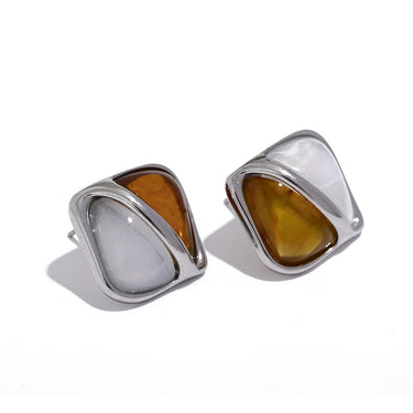 Caramel Resin Square Stud Earrings