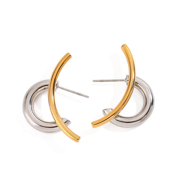 Two Toned Line & Hoop Earrings