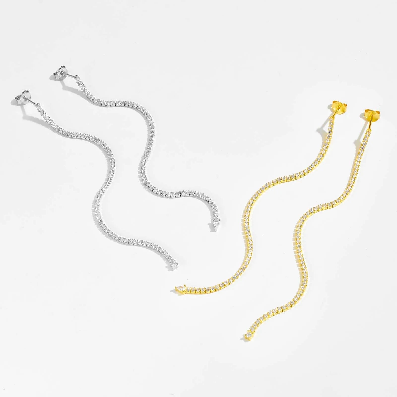 Tennis Chain Drop Earrings 