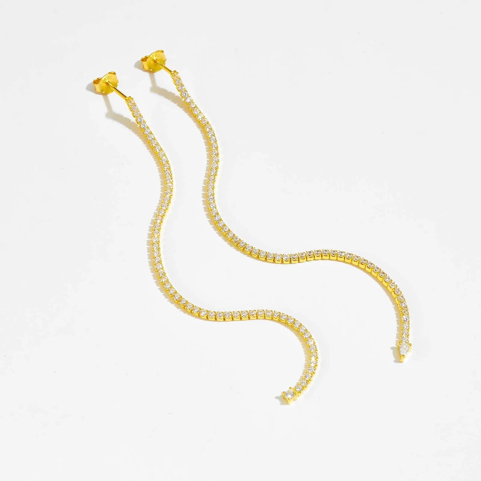 Tennis Chain Drop Earrings 