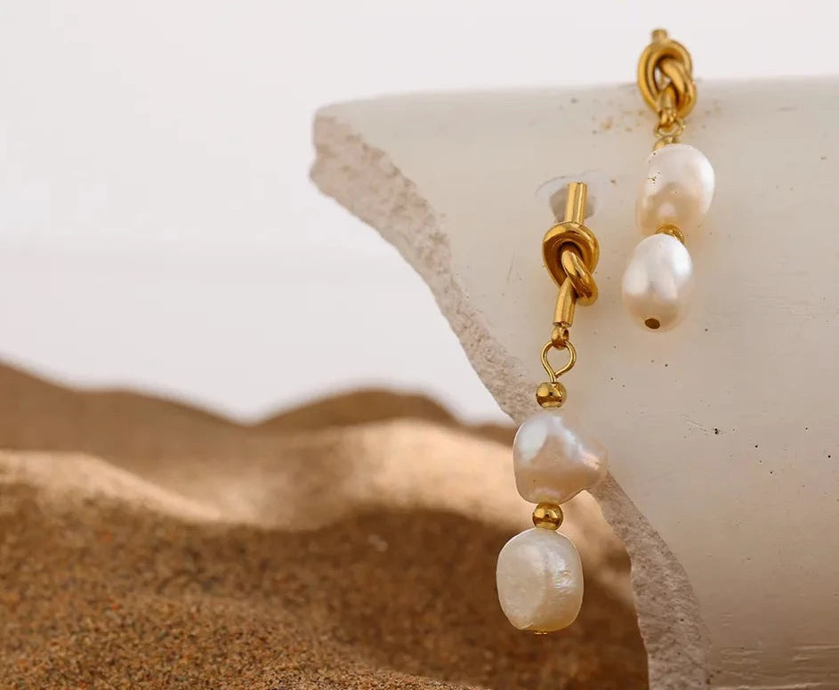 Twisted Pearl Drop Earrings 