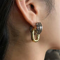 Two Toned Dangling Dual Earrings 