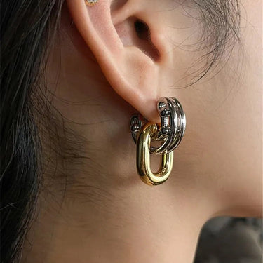 Two Toned Dangling Dual Earrings 