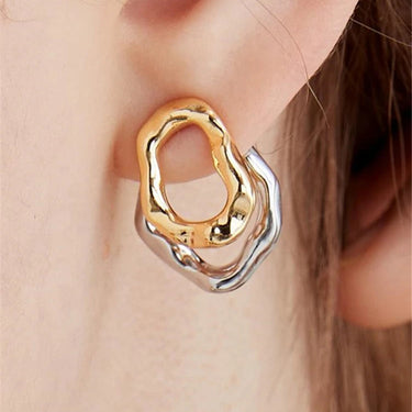 Two-Toned Overlapping Hoop Earrings 