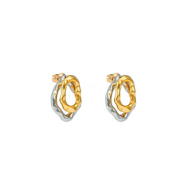 Two-Toned Overlapping Hoop Earrings 