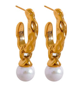 Vintage Pearl Hoop Earrings 